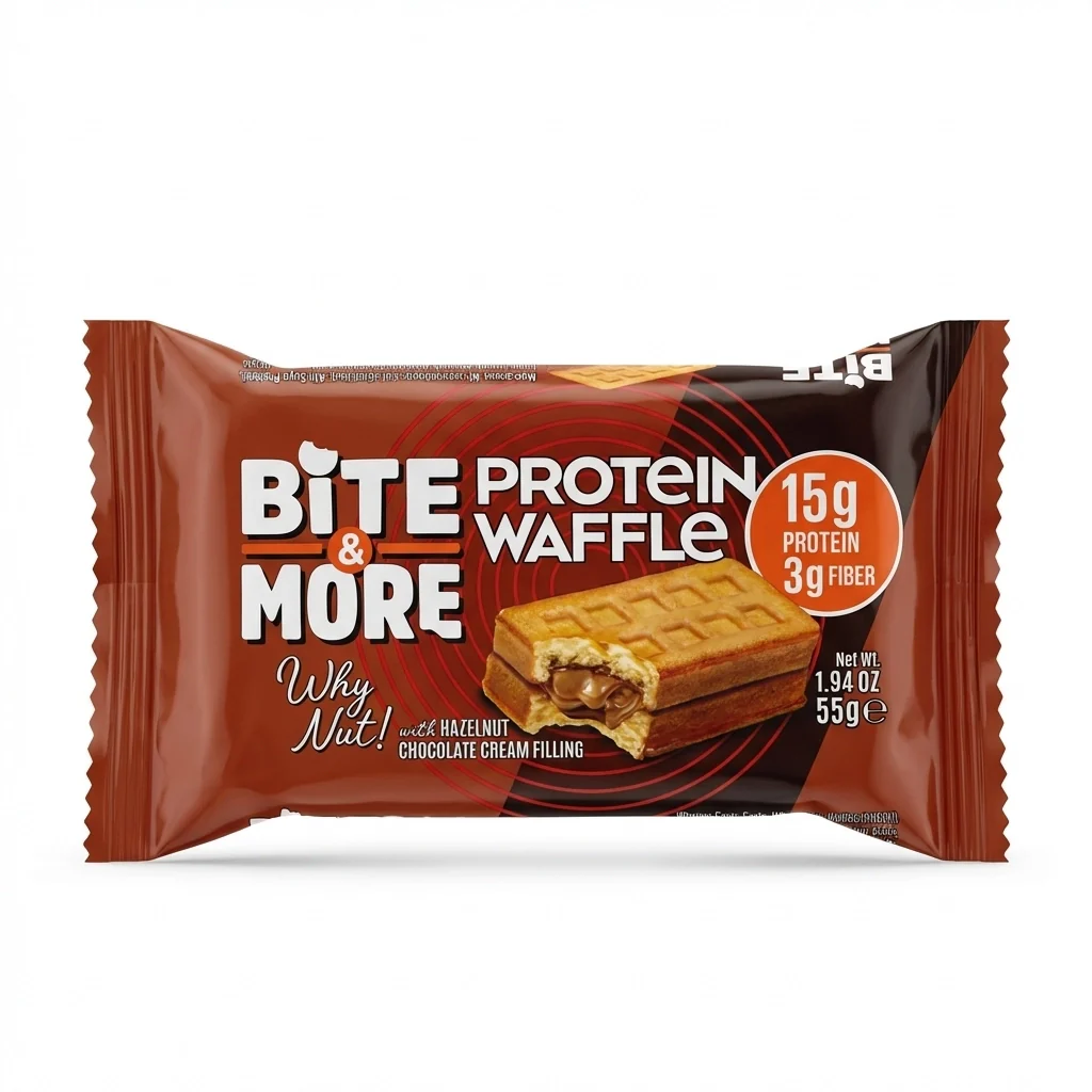 Bite Protein Waffle with Hazel Nut Cream Filling (12 Piece) - Image 4