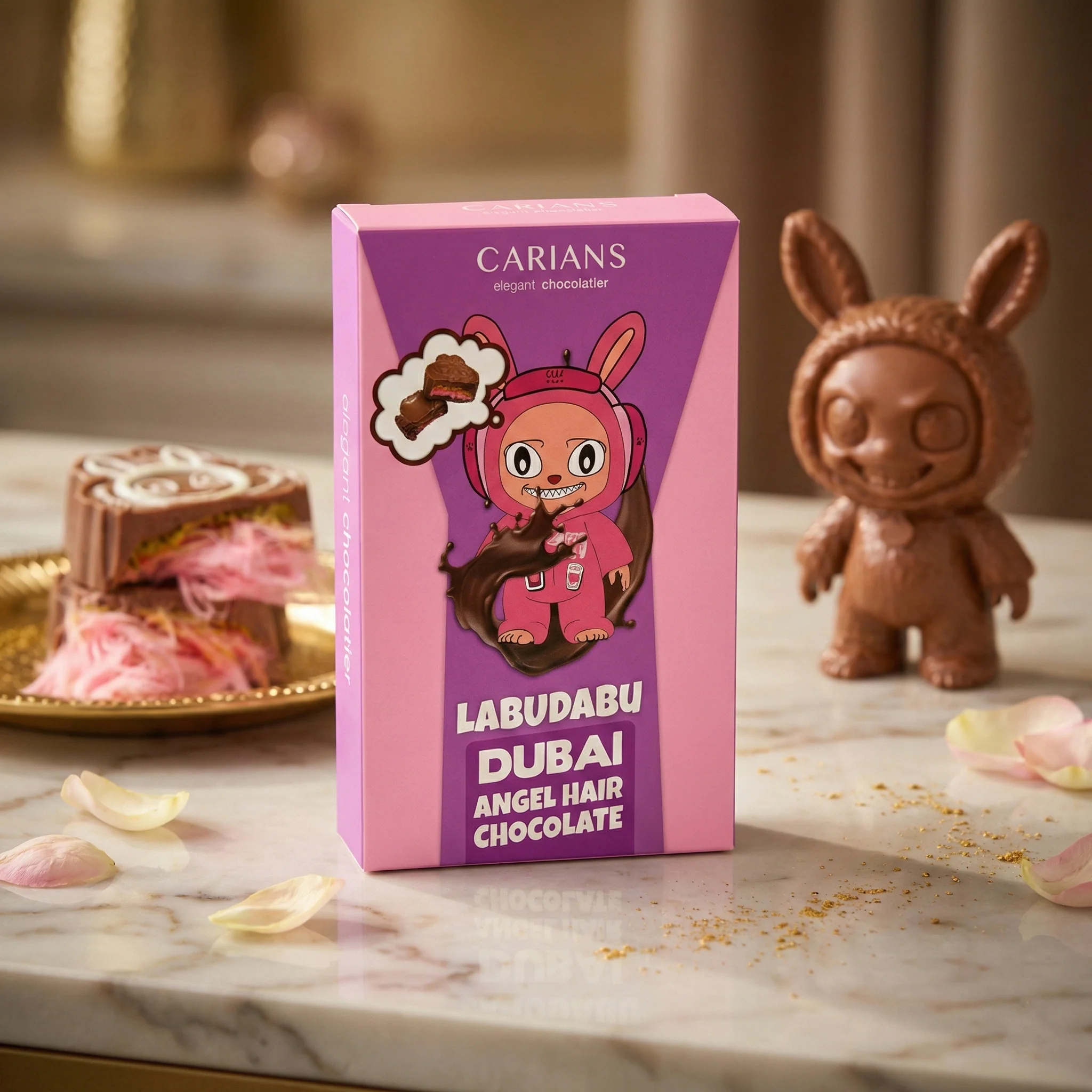 Viral Cartoon Angel Hair Dubai Chocolate Bar - Pink Cotton Candy - Image 2