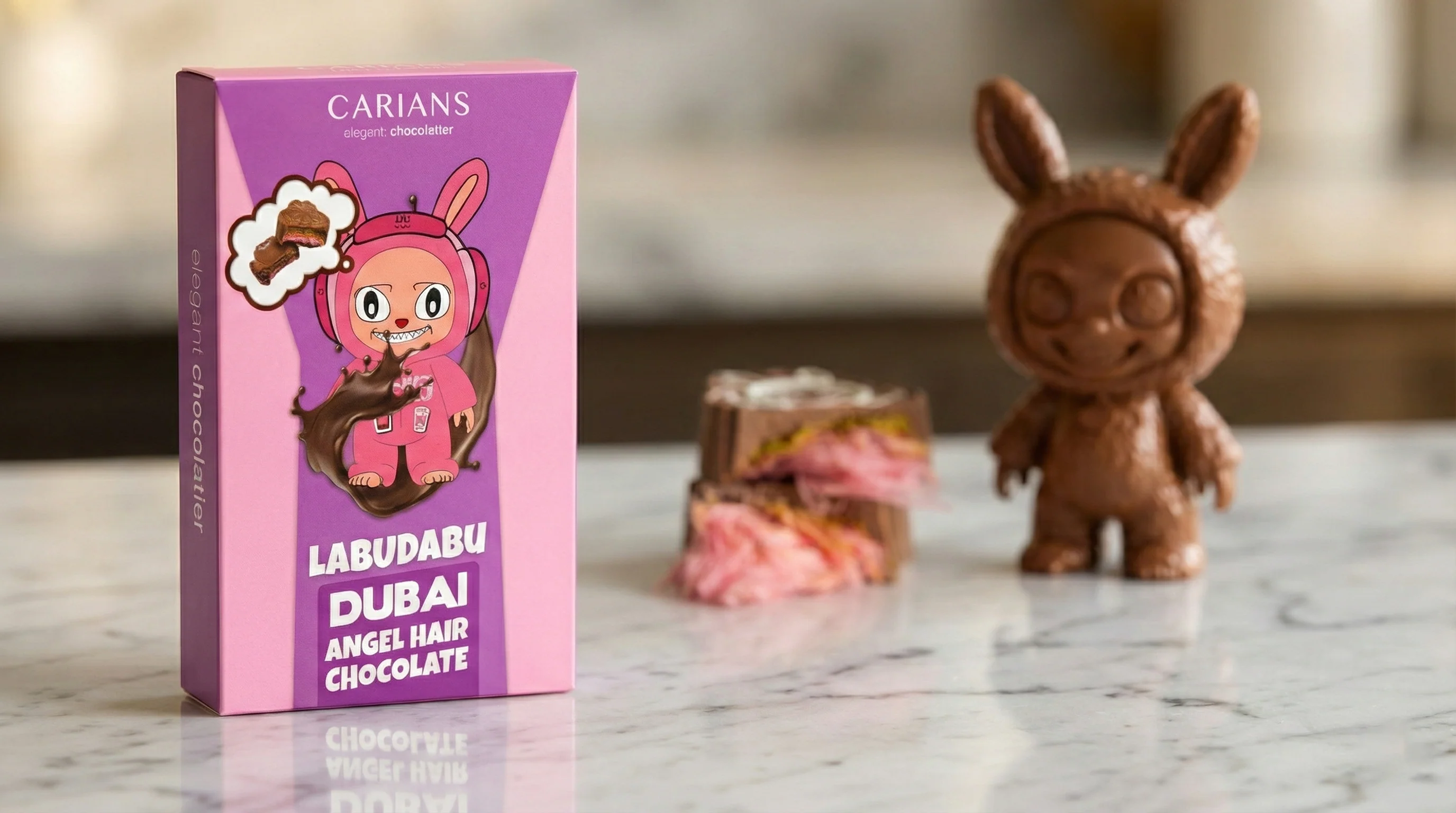 Viral Cartoon Angel Hair Dubai Chocolate Bar - Pink Cotton Candy - Image 4