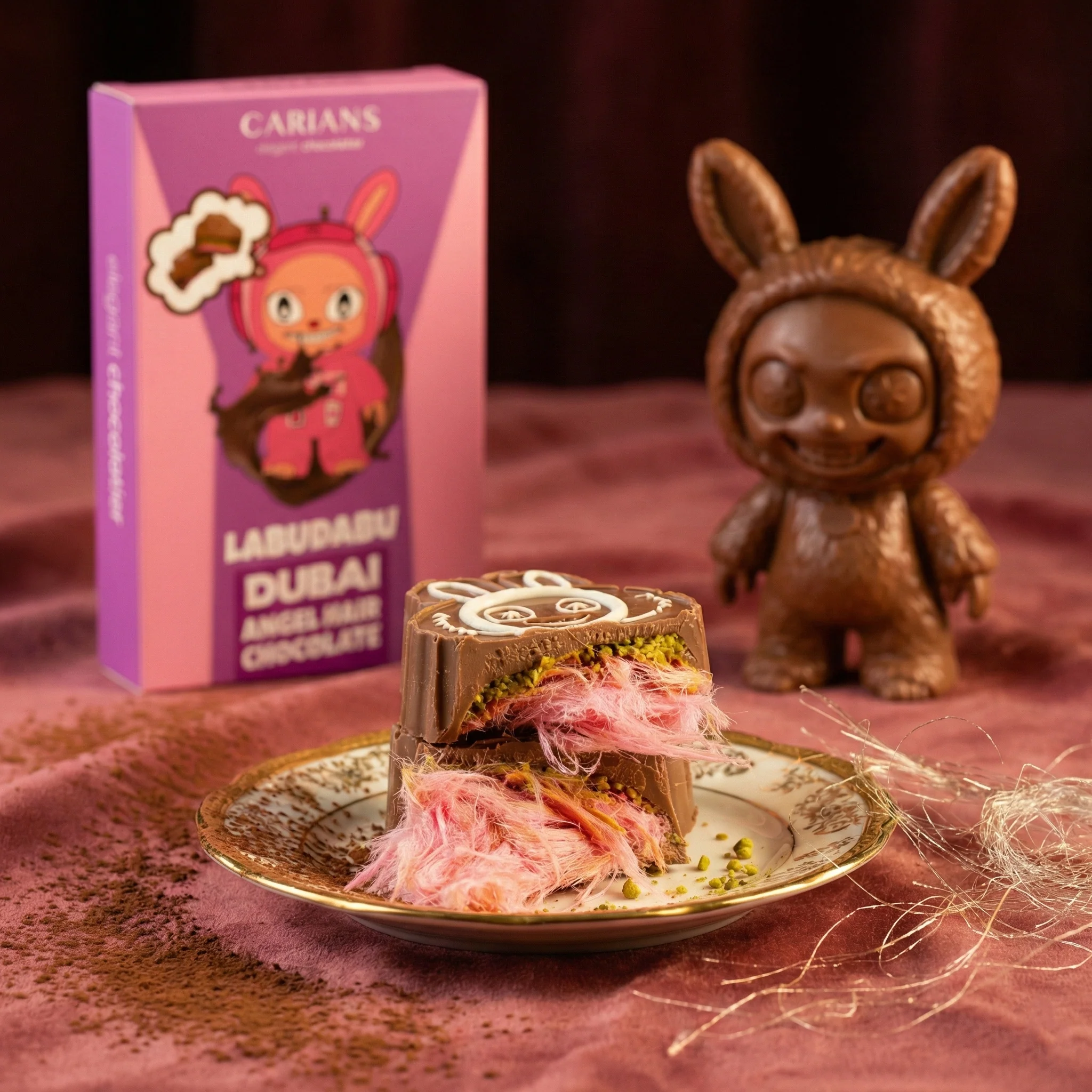 Viral Cartoon Angel Hair Dubai Chocolate Bar - Pink Cotton Candy - Image 5