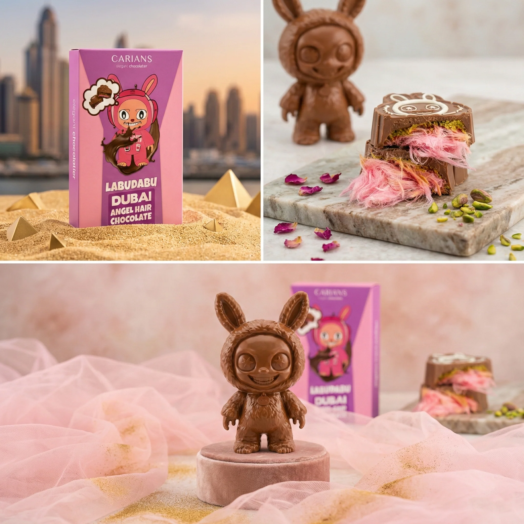 Viral Cartoon Angel Hair Dubai Chocolate Bar - Pink Cotton Candy - Image 7