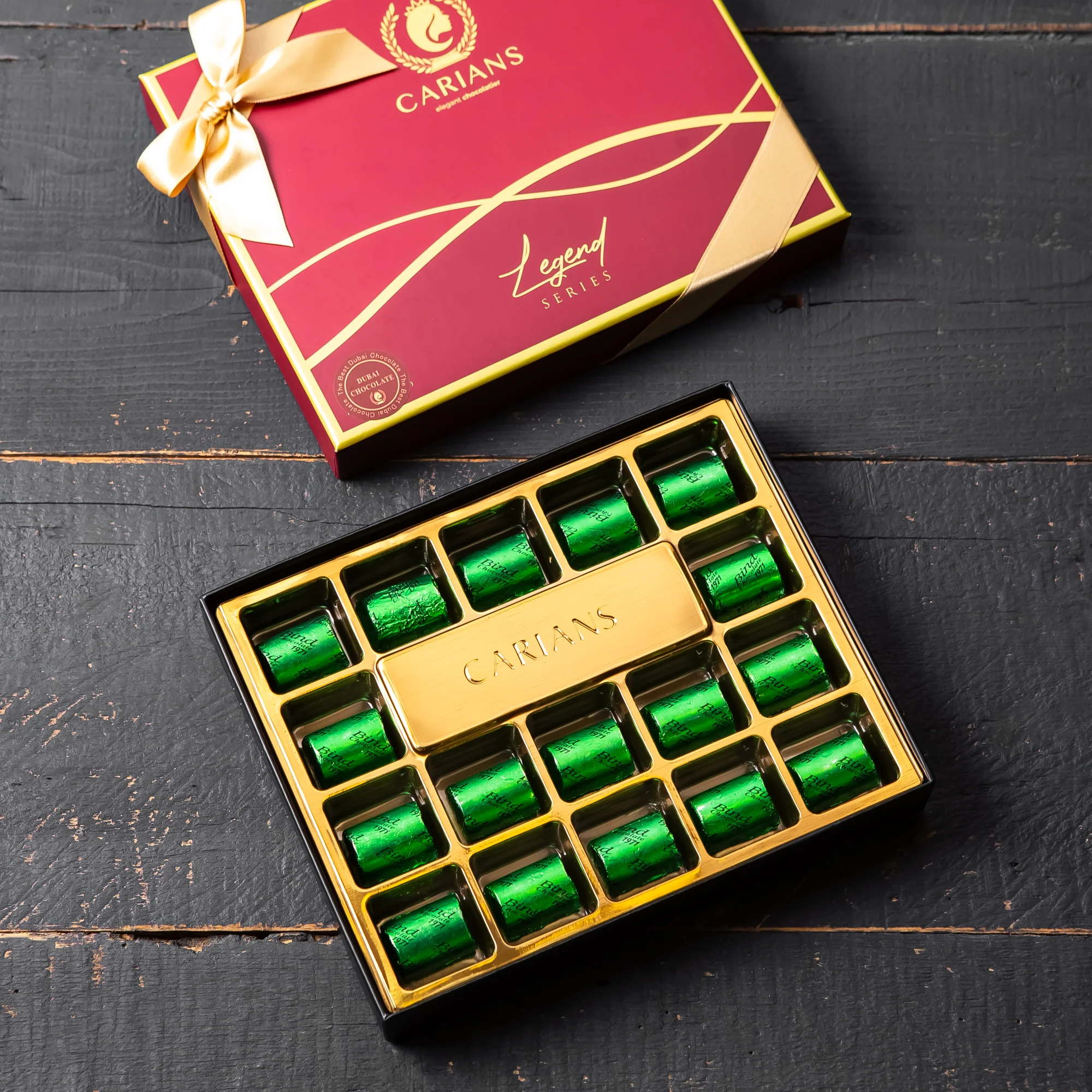 Viral Dubai Chocolate Gift Box with Gold Ribbon Wrapped - Image 3
