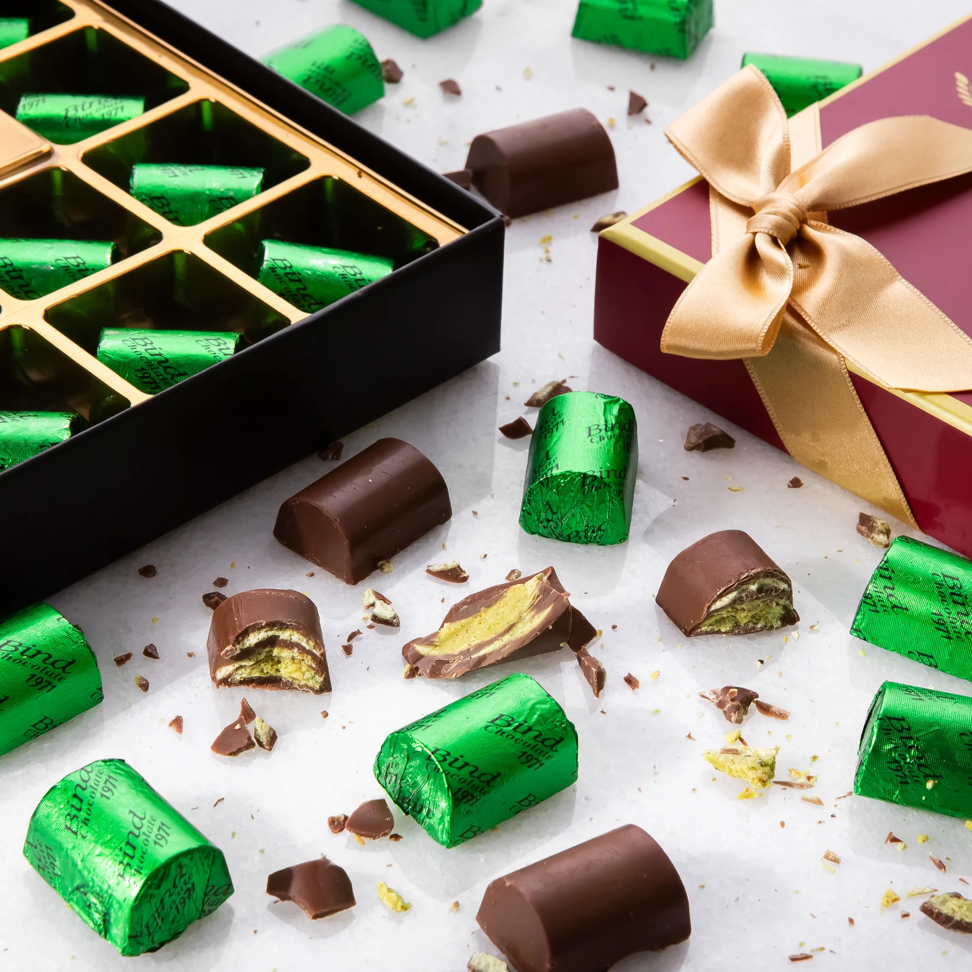 Viral Dubai Chocolate Gift Box with Gold Ribbon Wrapped - Image 5
